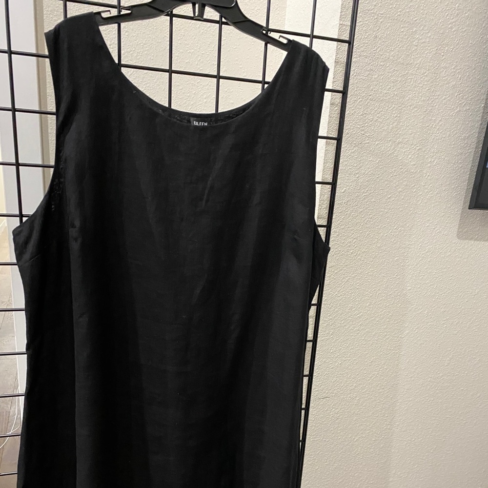 Black linen sleeveless dress